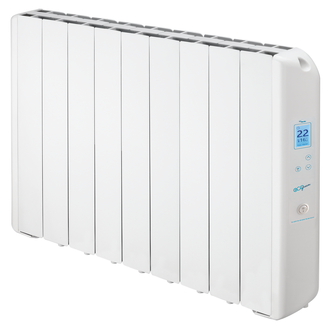 Radiatore elettrico a inerzia fluida 990W | FARHO Eco Green 09 Elementi | Bianco | Programmabile | Basso Consumo | Garanzia 20 anni