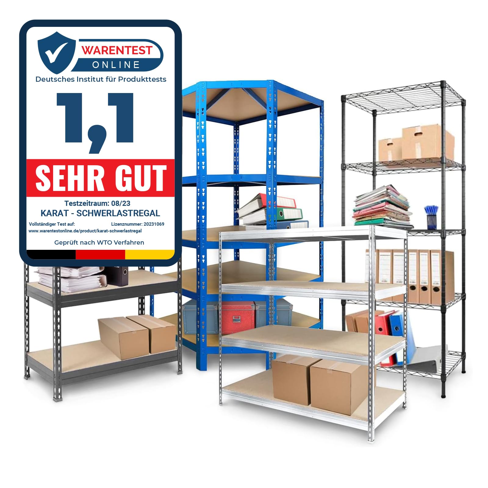 Étagère pour charge lourde Meuble de rangement, 5 Étages, Blanc, 180 x 90 x 45 cm, Charge Max : 875 kg - 4