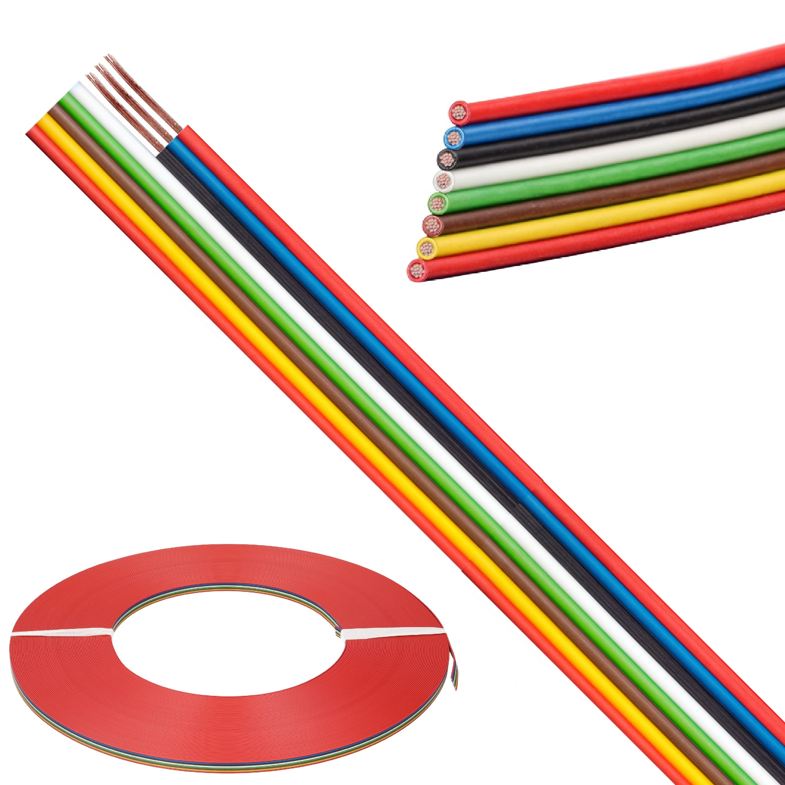 Kabel telekomunikacyjny wstążkowy TLWY 8x0,12mm2 kolorowy 150V montażowy linka Technokabel 50m