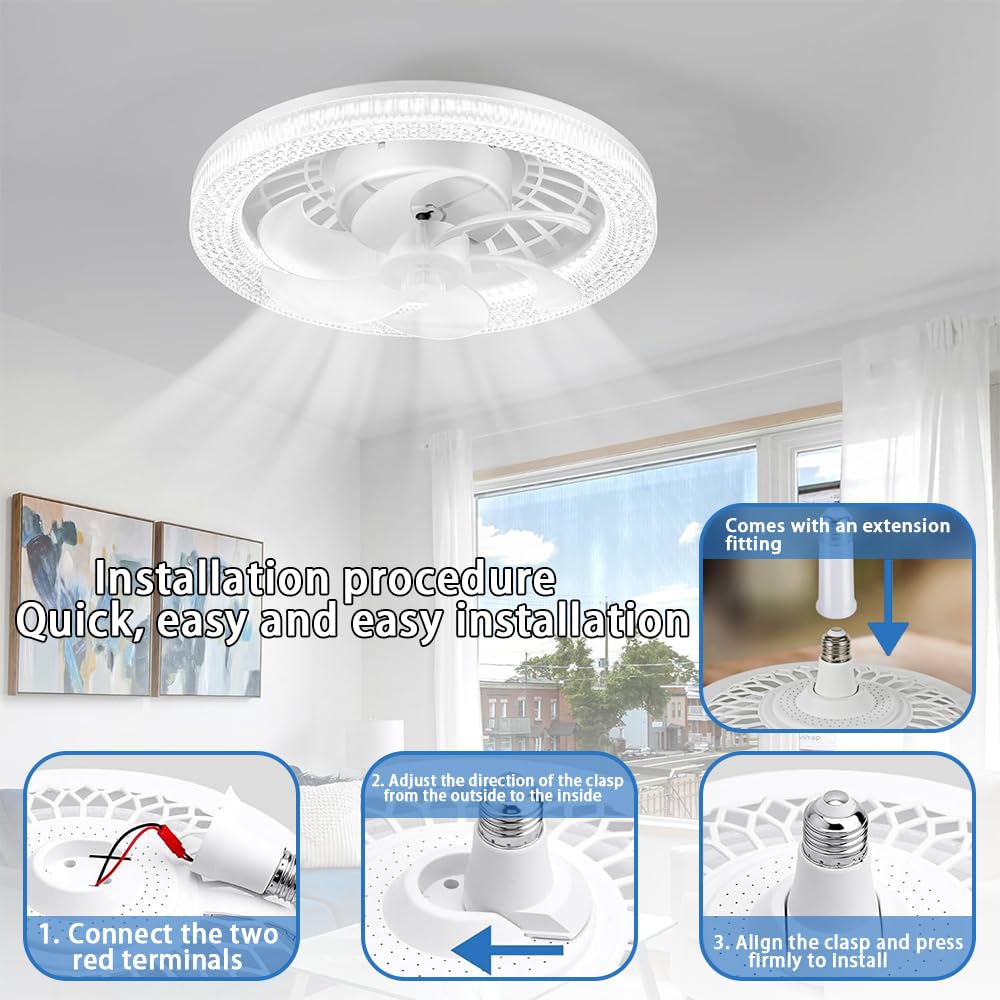 Lampe Ventilateur Plafond,Luminaire Ventilateur Plafonnier,Lustre Silencieux Silencieux Avec Lumiere et Telecommande,Ventilo Plafond Avec Lumière - 4