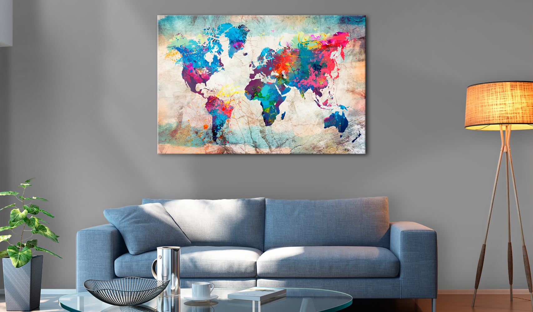 Tableau - World Map: Colourful Madness [90x60] - 2