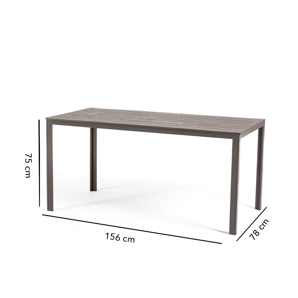 Set da giardino Tavolo Thomas in acciaio e polietilene + 6 sedie Anita in polipropilene tortora - 6