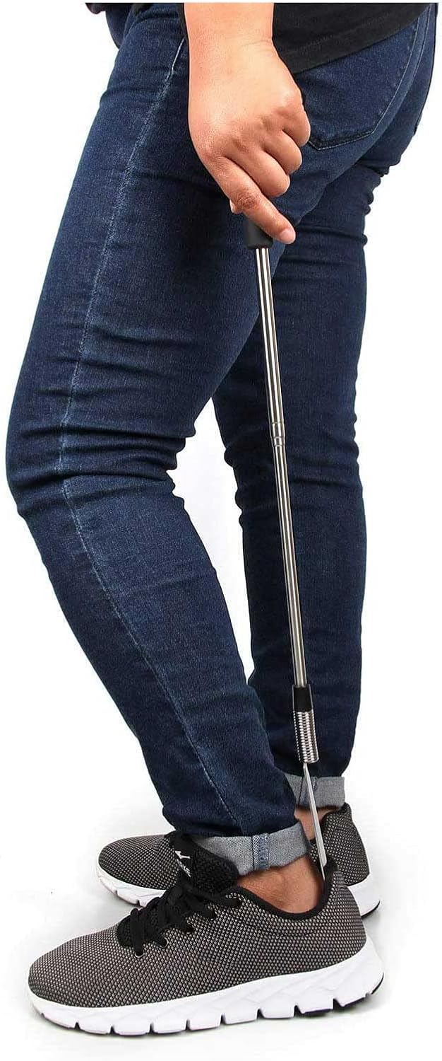 Chausse-pied haut de gamme avec manche long, 40,6 cm à 78,7 cm, extenseur réglable - extensible et pliable, en acier inoxydable - 3