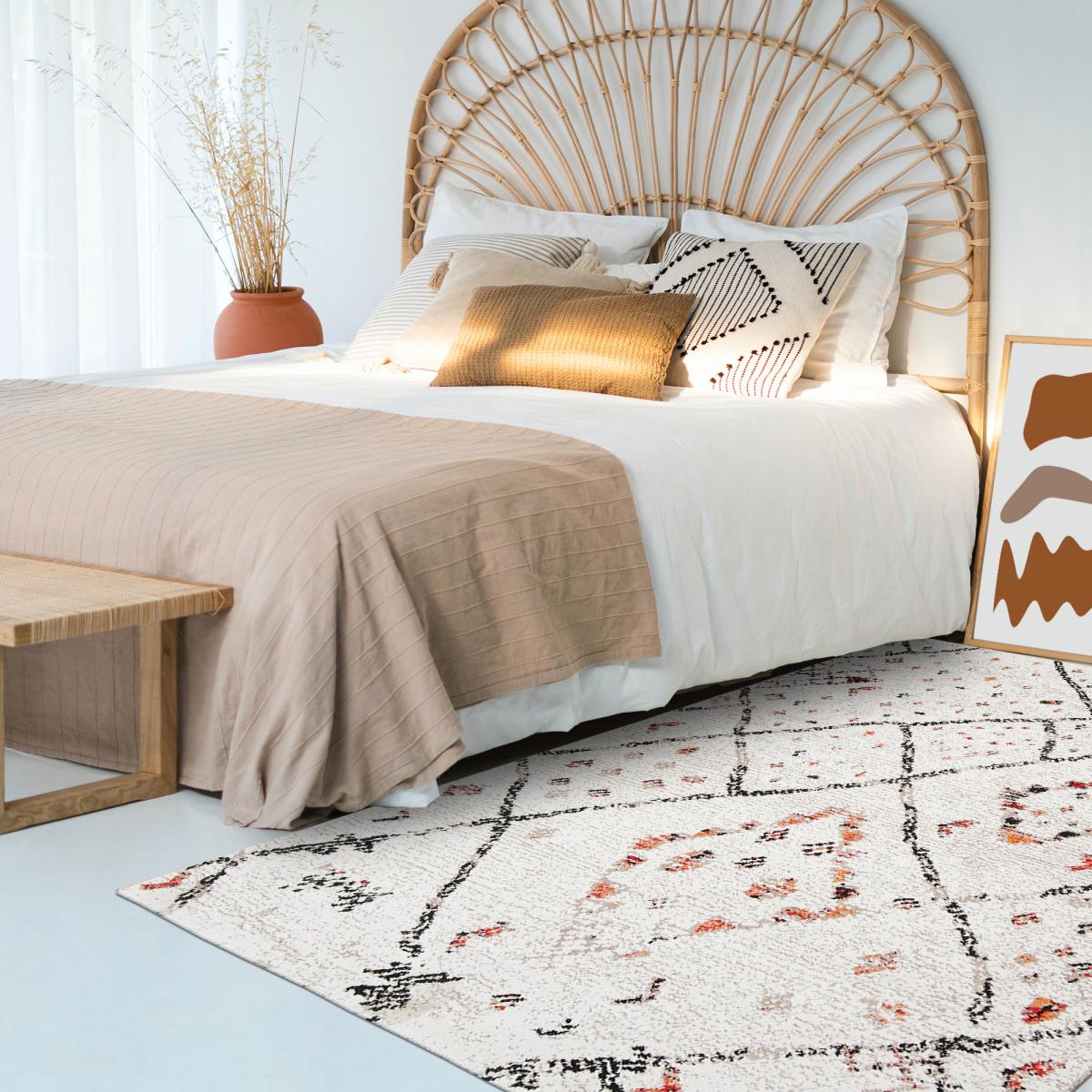 tapis salon 160x160 tissé crème carré motif berbère MORYLA C - 2