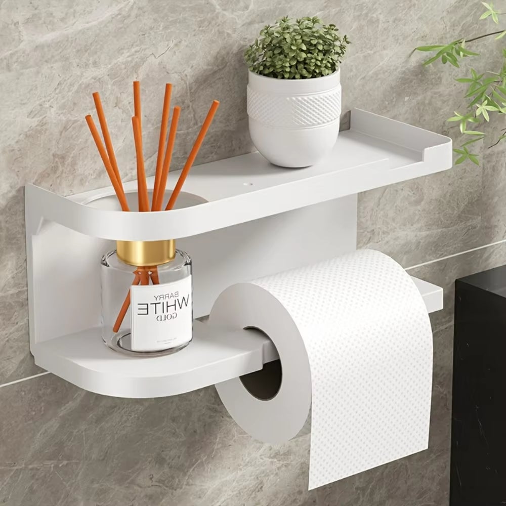 Porta carta igienica, porta carta igienica da parete, porta rotolo di carta igienica in acciaio inox, senza fori, per bagno e cucina, bianco | Leroy Merlin