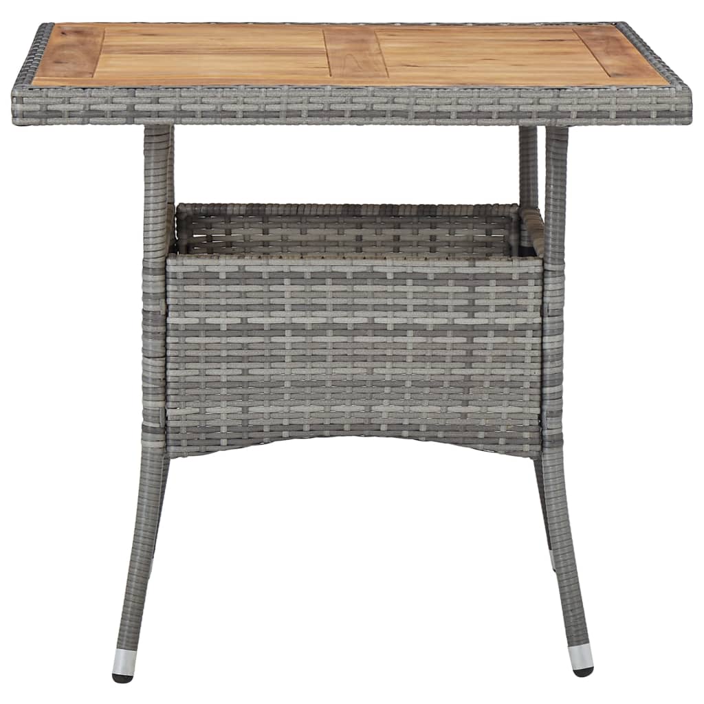 Table D'appoint Jardin En Résine Tressée - Plateau Bois Acacia, 38x56 Cm, Couleur Beige - 10