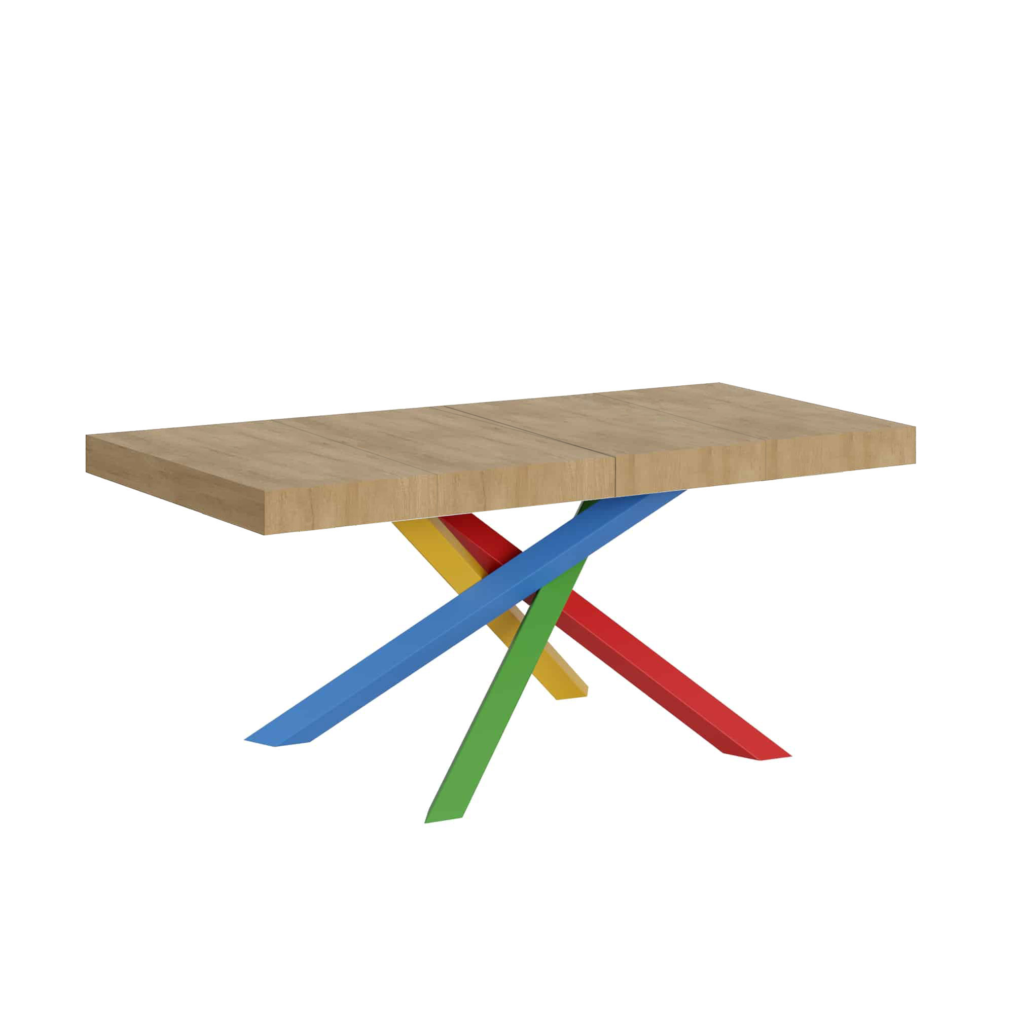 Stół rozkładany 140/400x90 cm Volantis Premium dąb naturalny nogi wielokolorowe 4/B