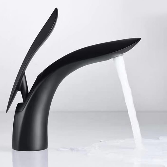 Bateria łazienkowa jednootworowa z jednym uchwytem, bateria umywalkowa, bateria mieszaczowa ciepła i zimna, czarna