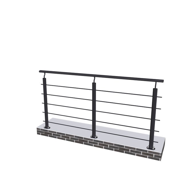 Aica Italy Ringhiera Balaustra in Alluminio Nero Opaco 200x100cm per interni ed esterni a Fissaggio a Pavimento