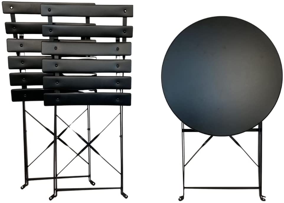 Ensemble table et chaises de jardin pliantes, aluminium, ensemble de salle à manger de mobilier d'extérieur - noir - 4