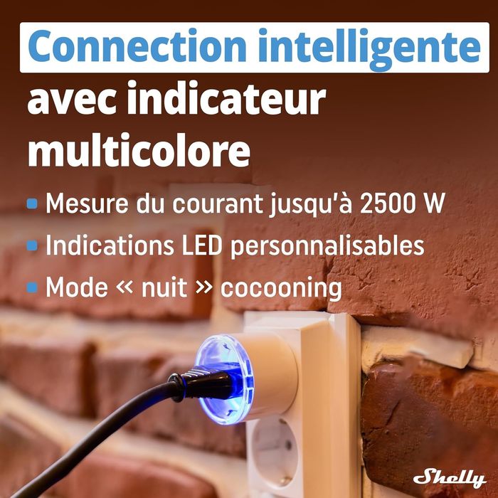 Shelly Plus Plug S - Blanc - Prise connectée Wi-Fi programmable 12A - 2500 W - Horaires & Minuteur - Compteur de conso - Blanc - 5