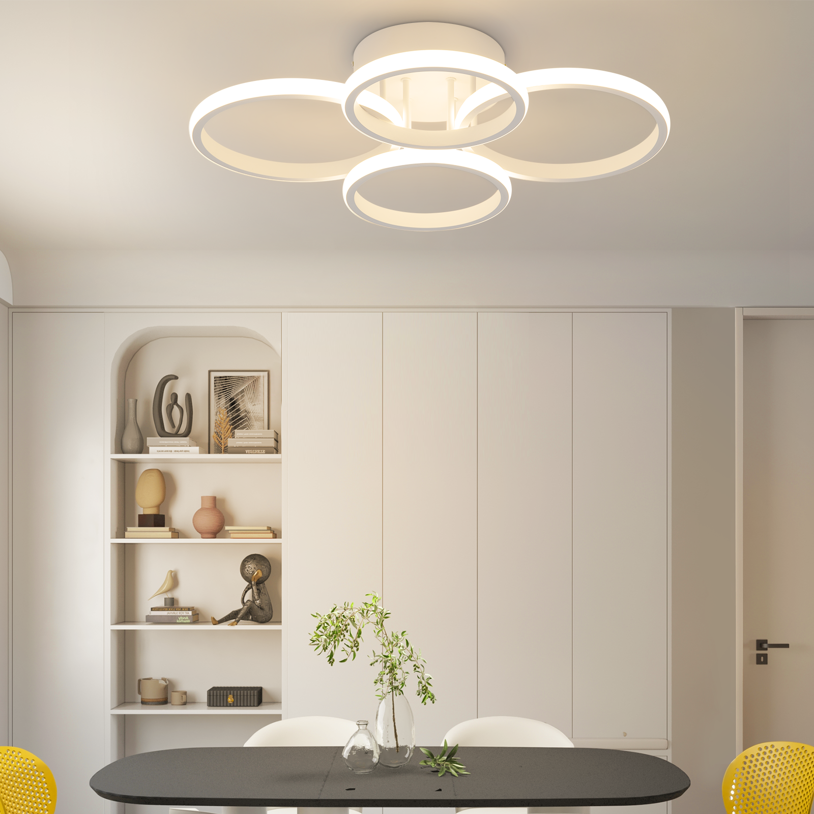 ZMH Nowoczesna biała lampa sufitowa LED 48W 55cm ściemnialna z pilotem do salonu i sypialni - 3