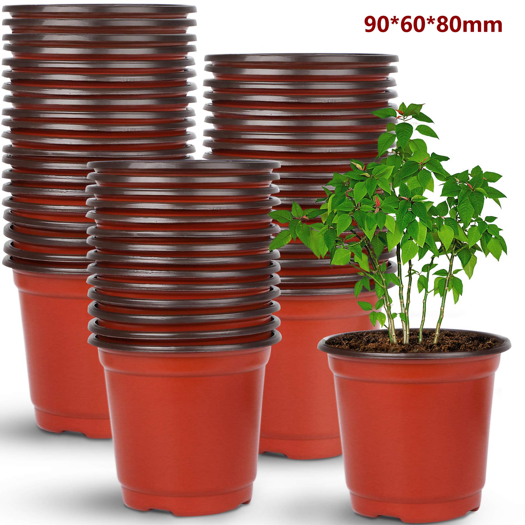 100 szt. doniczek do roślin, wielokrotnego użytku doniczki do sadzonek kwiatów, do wnętrz i na zewnątrz, 9cm*8cm
