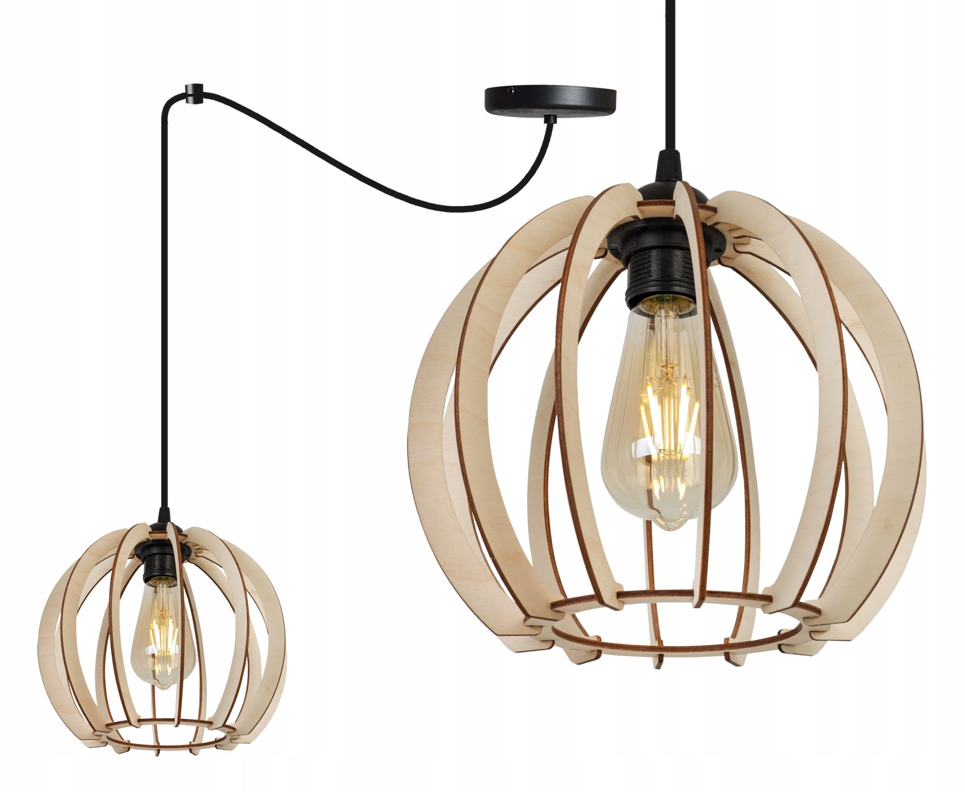 Lampa sufitowa wisząca glam Spider Timber 1xE27 klosz drewniana kula brązowa Light Home LH