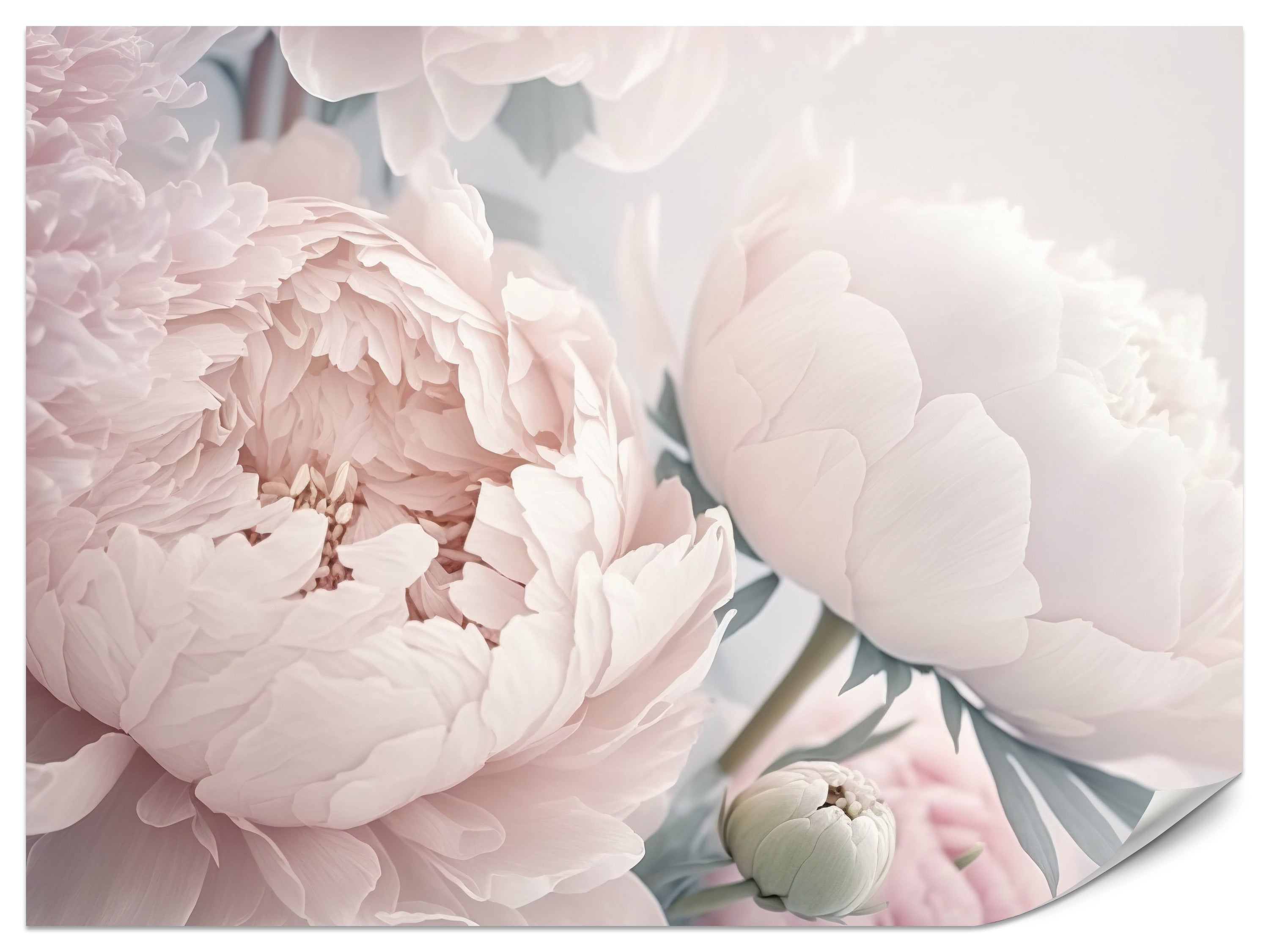 FOTOTAPETA DO SYPIALNI JASNE PEONIE PIWONIE KWIATY NATURA STYL BOHO 200x140