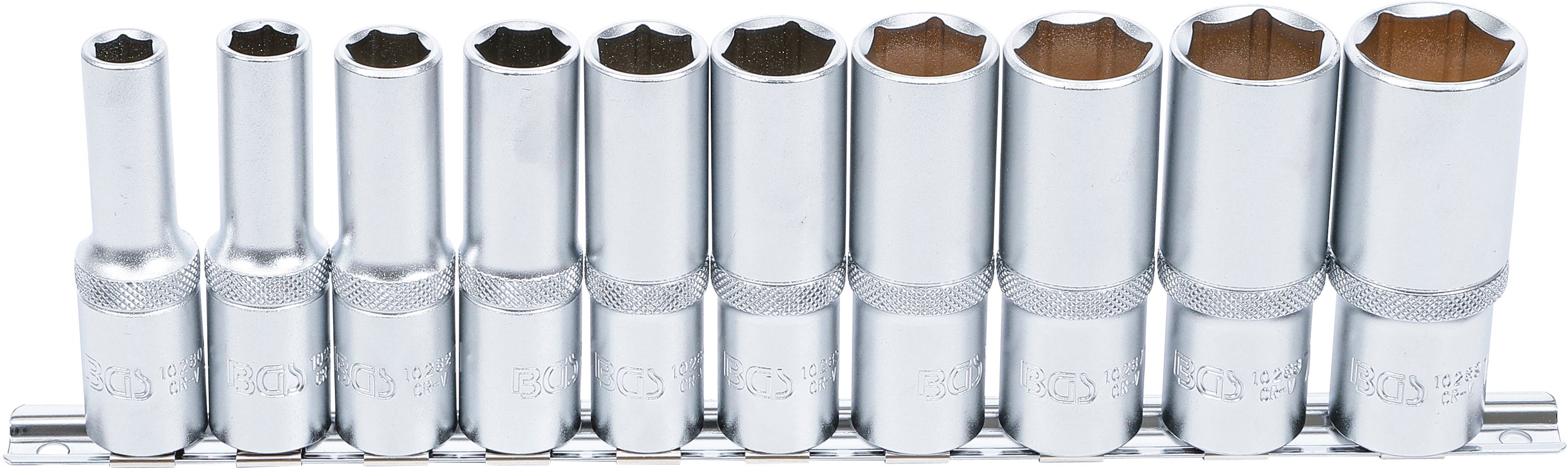 Zestaw nasadek sześciokątnych głębokich BGS, napęd kwadratowy wewnętrzny 12,5 mm (1/2") w rozmiarach calowych, 10-częściowy – 2435
