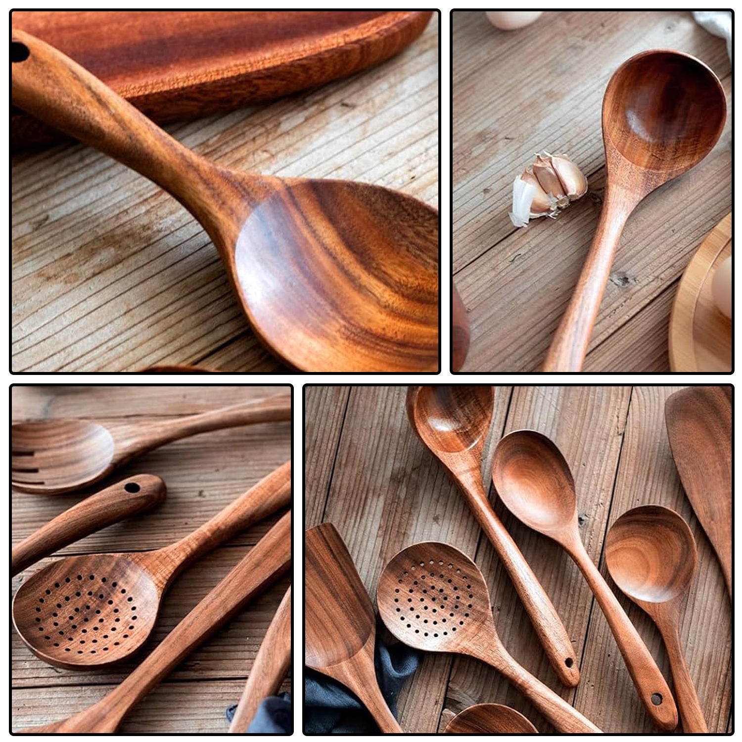 Set de 7 Utensilios de Cocina de Madera de Acacia - 2