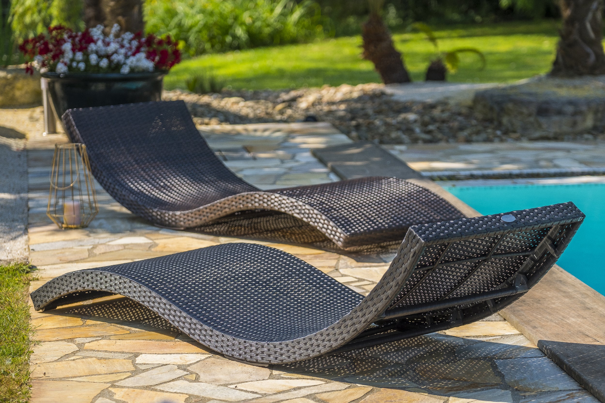 Bain de soleil en résine tressée chocolat CANCUN - DCB GARDEN - 5