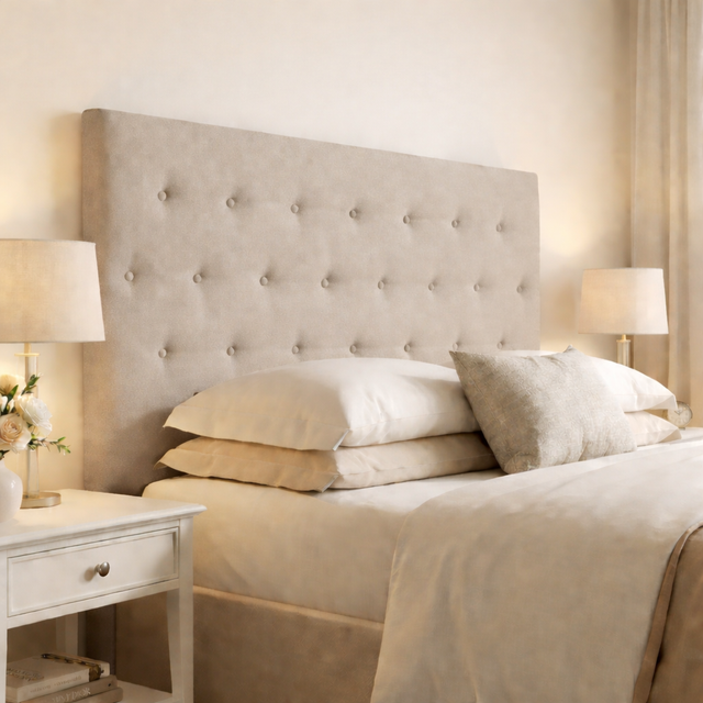 DecorQUALITY Cabecero de cama 200 PARIS Cabezal tapizado tejido antimanchas Beige 200x70 cm