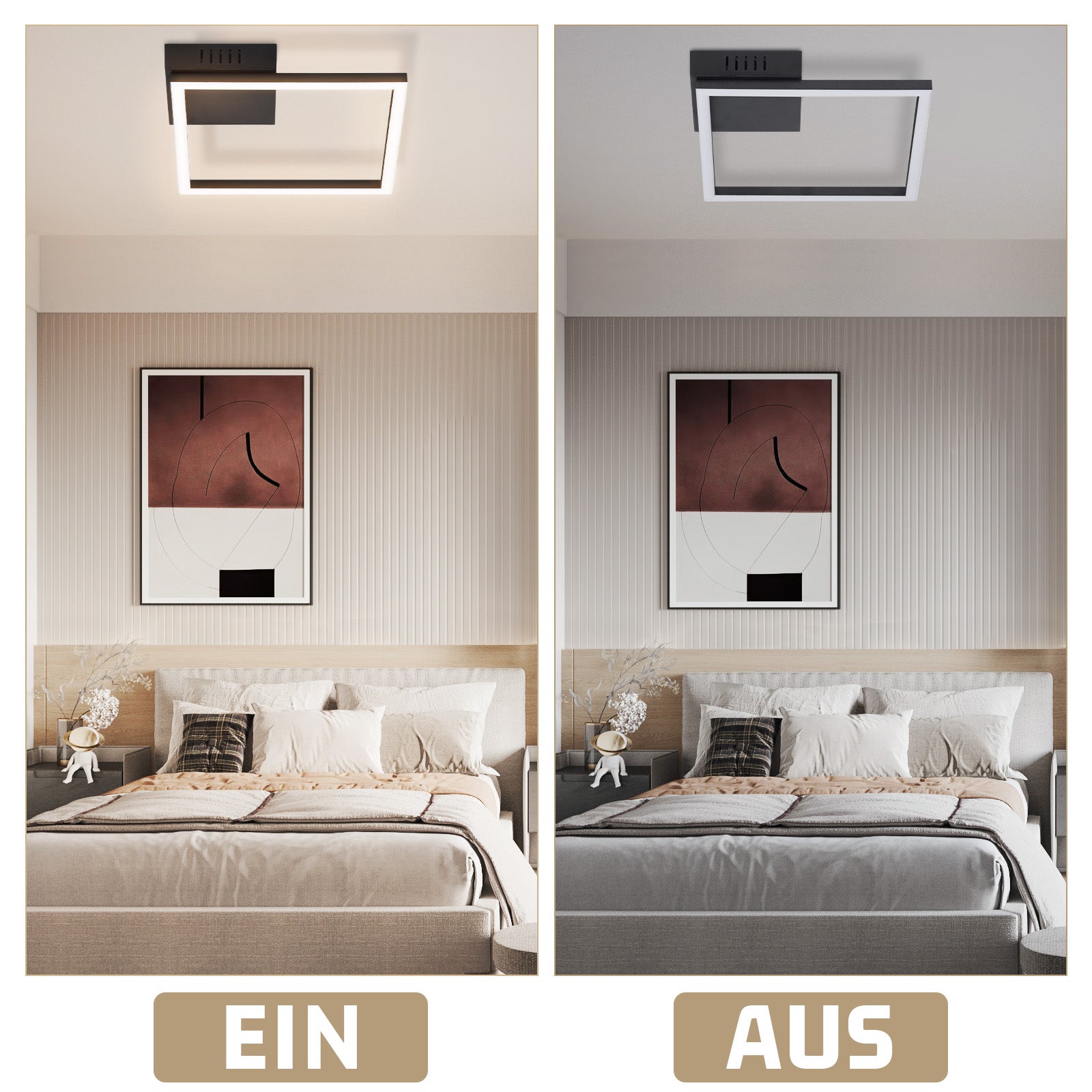 NETTLIFE Lampa sufitowa LED do kuchni, lampa sufitowa o ciepłej bieli, czarnym, nowoczesnym designie 3000K 12W - 6