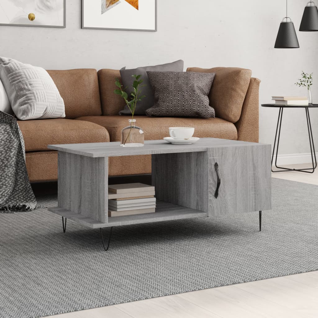 Table basse sonoma gris 100x50x35 cm bois d'ingénierie et métal Table basse sonoma gris 100x50x35 cm bois d'ingénierie et métal