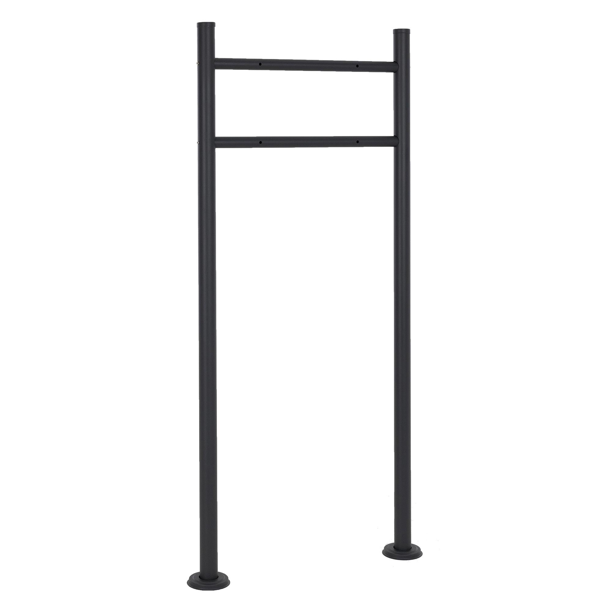 ML-Design Stojak na skrzynke na listy ze stali nierdzewnej malowanej proszkowo, czarny, wysokosc 120 cm, okragly, wolnostojacy, przykrecany slupek na