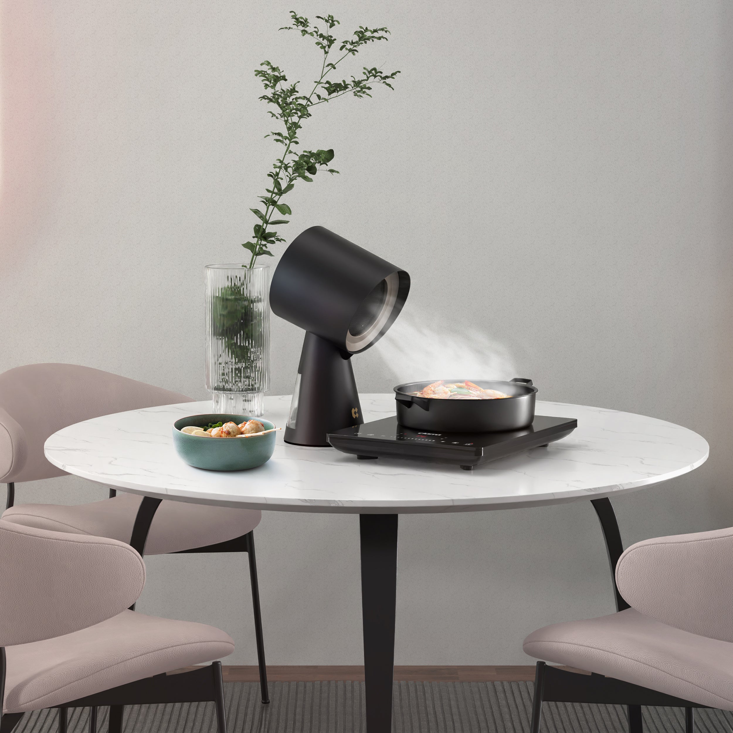 CIARRA Cappa Aspirante Portatile 24W con 3 Filtri Mini Cappa da Cucina per Fonduta e Barbecue Nera VMPHB01 - 4