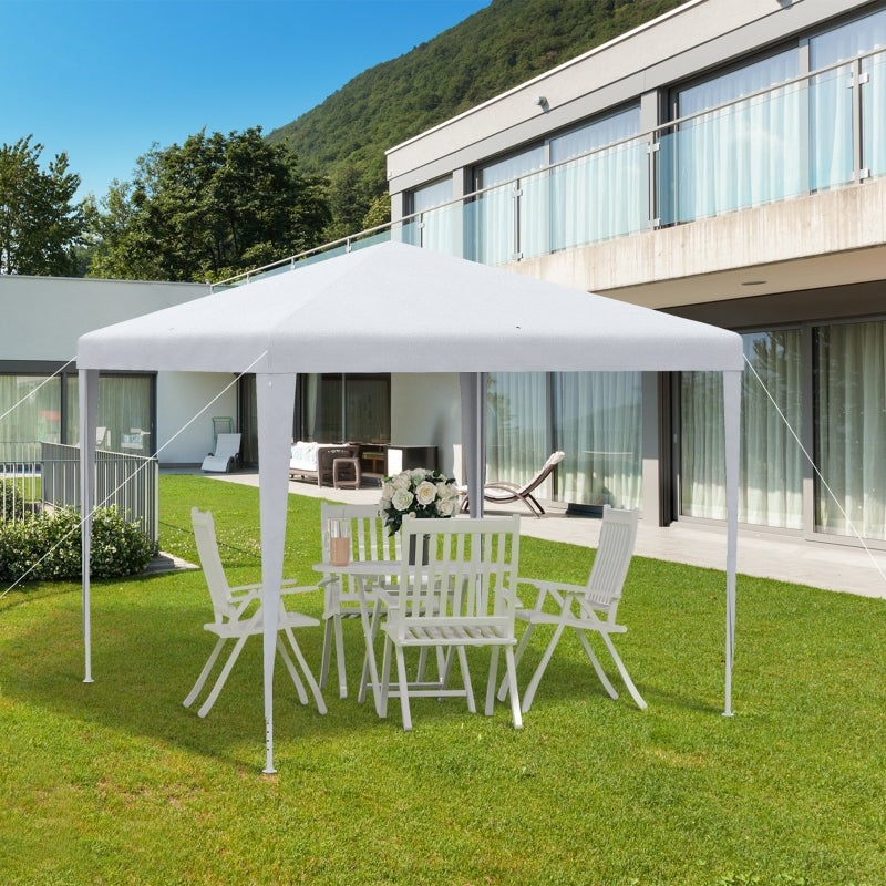 Cenador de jardín impermeable 2,7 x 2,7 m, carpa plegable exterior, ideal para patio, camping o fiestas, con estructura de acero, blanco - 2