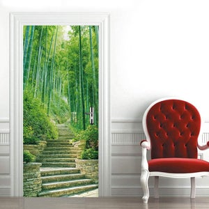 CBWRAW Adesivi Per Porte 3D - Arte Floreale In Rilievo Adesivi Murali Effetto Trompe L'Oeil Carta Da Parati Impermeabile In Pvc Per Camera Da Letto