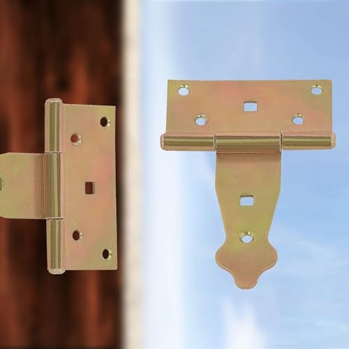 Lot de 2 Charnières de Porte en Croix Galvanisé - 100 mm - Doré - Charnière à Portail de Jardin - KOTARBAU - 5