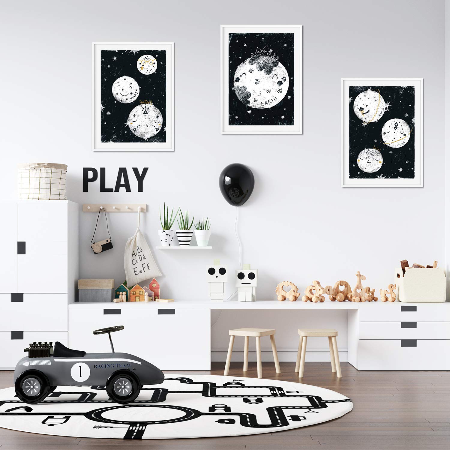 Libro Degli Ospiti A Forma Di Luna Per Battesimo E Baby Shower | Set Con Cornice, 60 Stelline In Legno E Penna | Decorazione Per Feste E Ricordo - 3