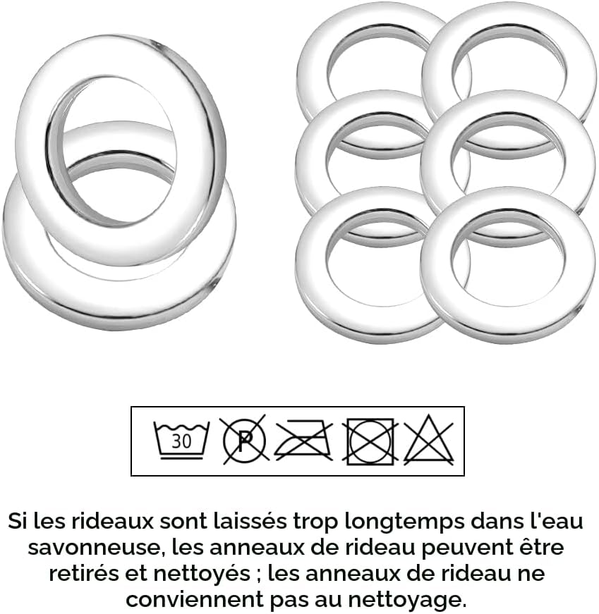 20 Pieces Oeillets Rideaux à Clipser Plastique Oeillet pour Rideaux Détachable Anneaux à Œillets de Rideau Intérieur 42mm Anneaux (Argenté) - 4