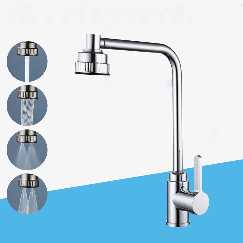 Obrotowy o 360° kran kuchenny ze stali nierdzewnej – wygodny i wydajny, odporny na zachlapanie, cztery tryby natrysku (bez węża doprowadzającego)