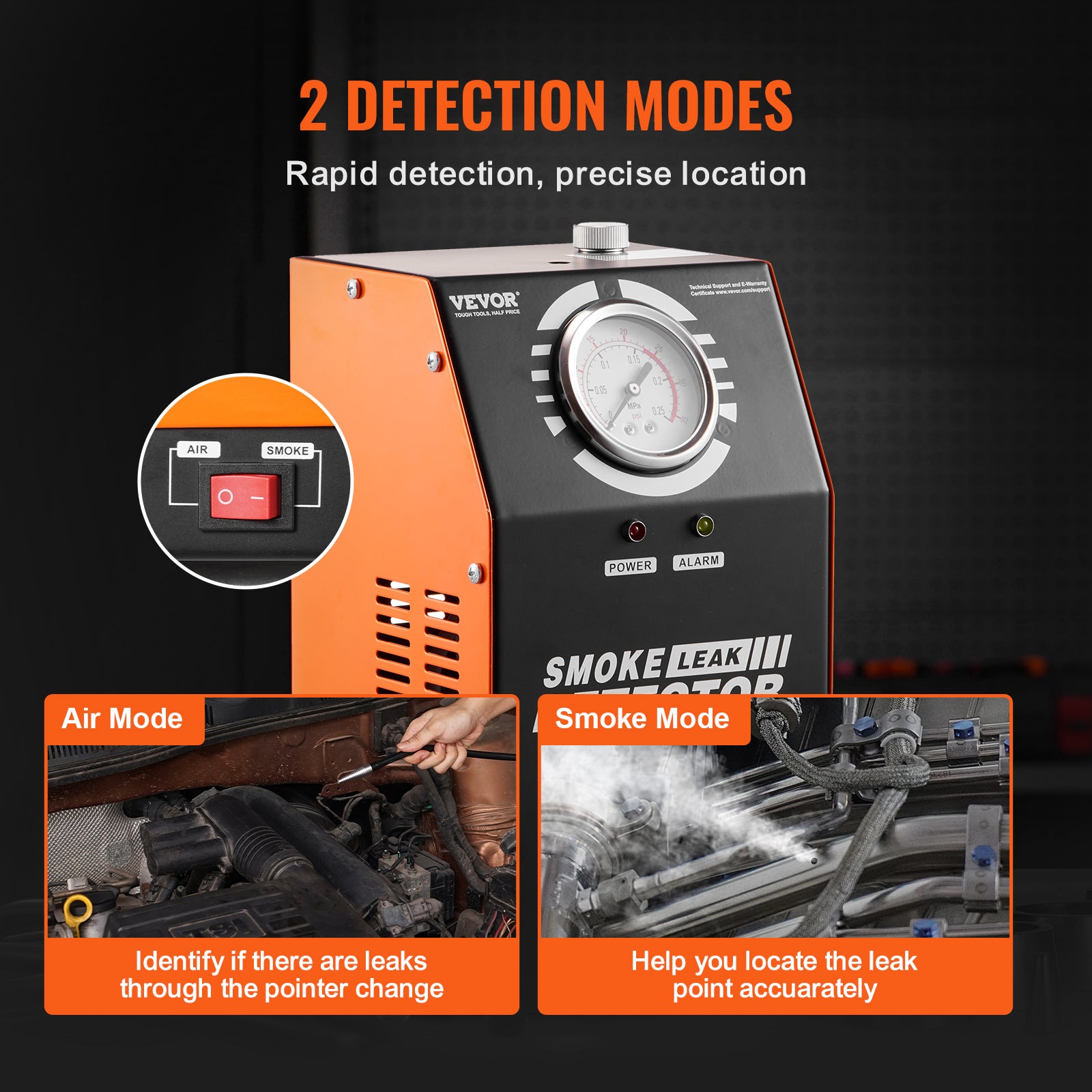 Détecteur de fuite VEVOR de carburant 2 Modes, pompe à air et manomètre intégrés, testeur de fuite de tuyau de système d'échappement de voiture - 4