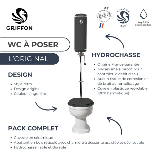WC a poser GRIFFON l Original Gris anthracite Leroy Merlin