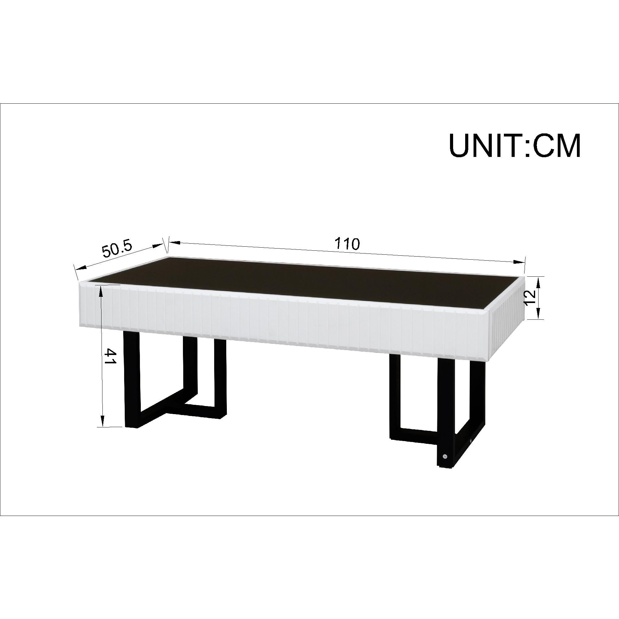 Zestaw mebli RTV 170 x 35 x 47 cm z 3 szufladami i stolikiem kawowym 110 x 50,5 x 41 cm - Płyta wiórowa + MDF - Kolor biały + czarny - 4