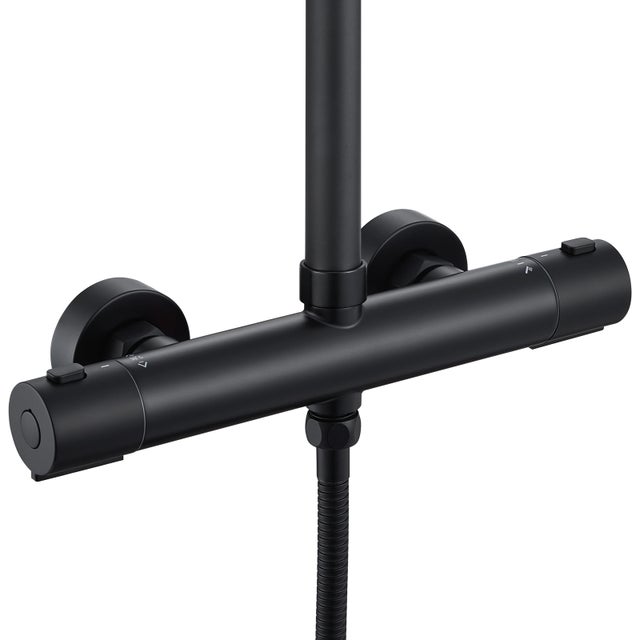 Auralum max Mitigeur de Douche Rond,Robinet de Douche Thermostatique avec 2 Sortie,Sortie Supérieure 1/2