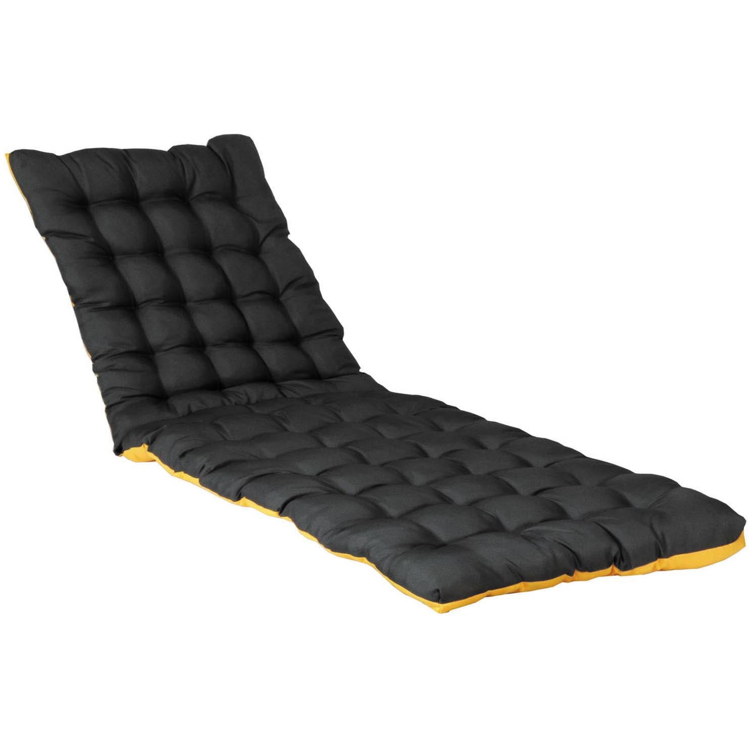 Matelas transat imperméable, pour bain de soleil, en Tissu déperlant 190x60cm bicolore Jaune et Anthracite, Lot de 2. - 4