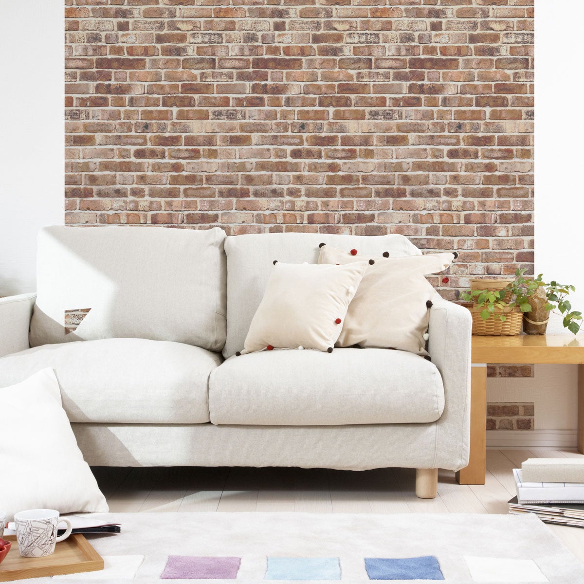 Papel pintado prepegado ladrillos de los ángeles h300 x l60 cm - adhesivo de pared - revestimiento sticker mural decorativo