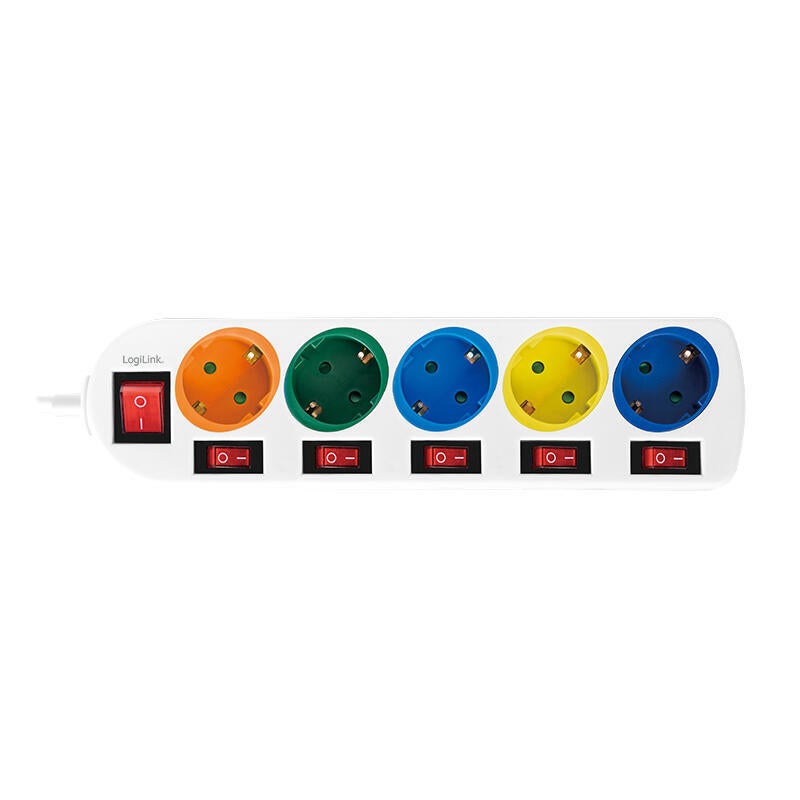 Multiprise Logilink � 5 prises, 5xcee 7/3, avec. 6 interrupteurs, color�s - 2