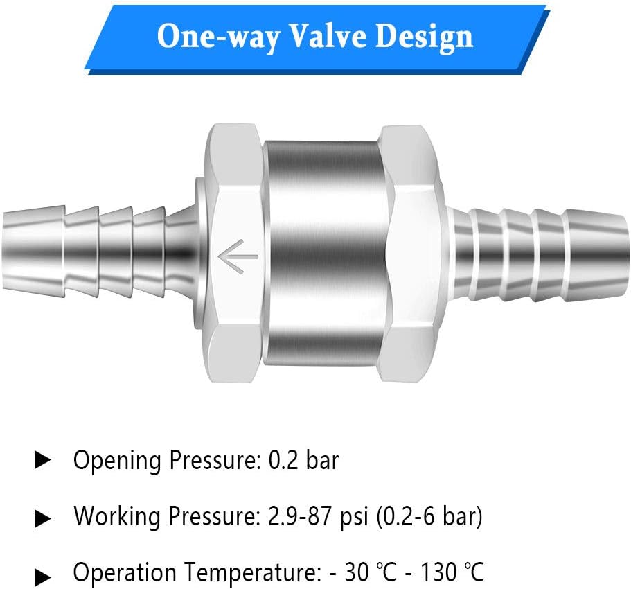 KEWAYO Valvola Di Ritegno Del Carburante, 2pcs 16mm Valvola Ritegno In Alluminio Valvola Non - Foto 11