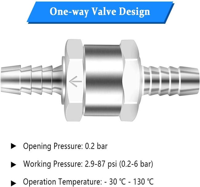 KEWAYO Valvola Di Ritegno Del Carburante, 2pcs 16mm Valvola Ritegno In Alluminio Valvola Non - Foto 11