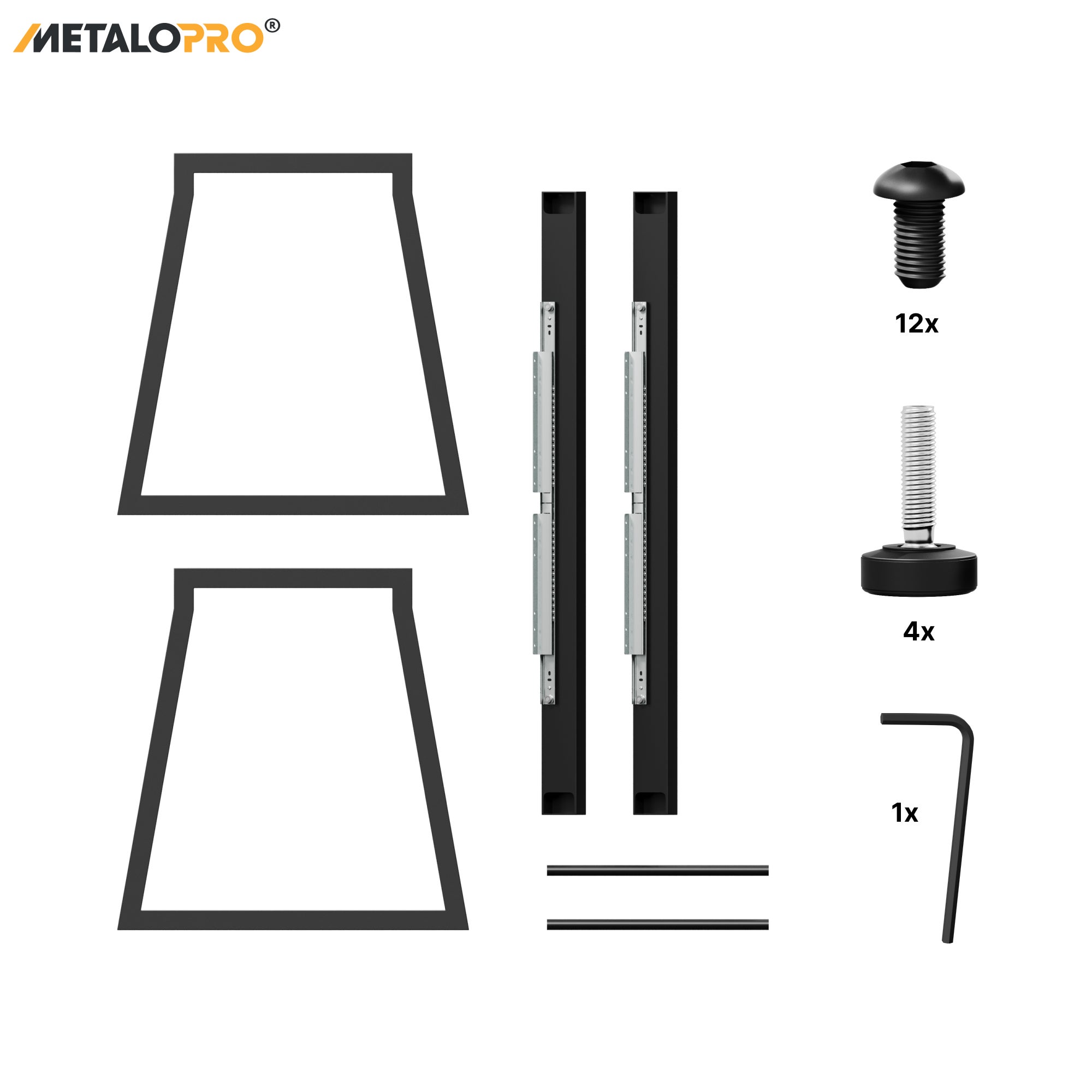 MetaloPro Nemesis Split - Pied de table extensible trapèze, stable, parfait pour table à manger, salon ou cuisine, avec cadre en métal durable - 5