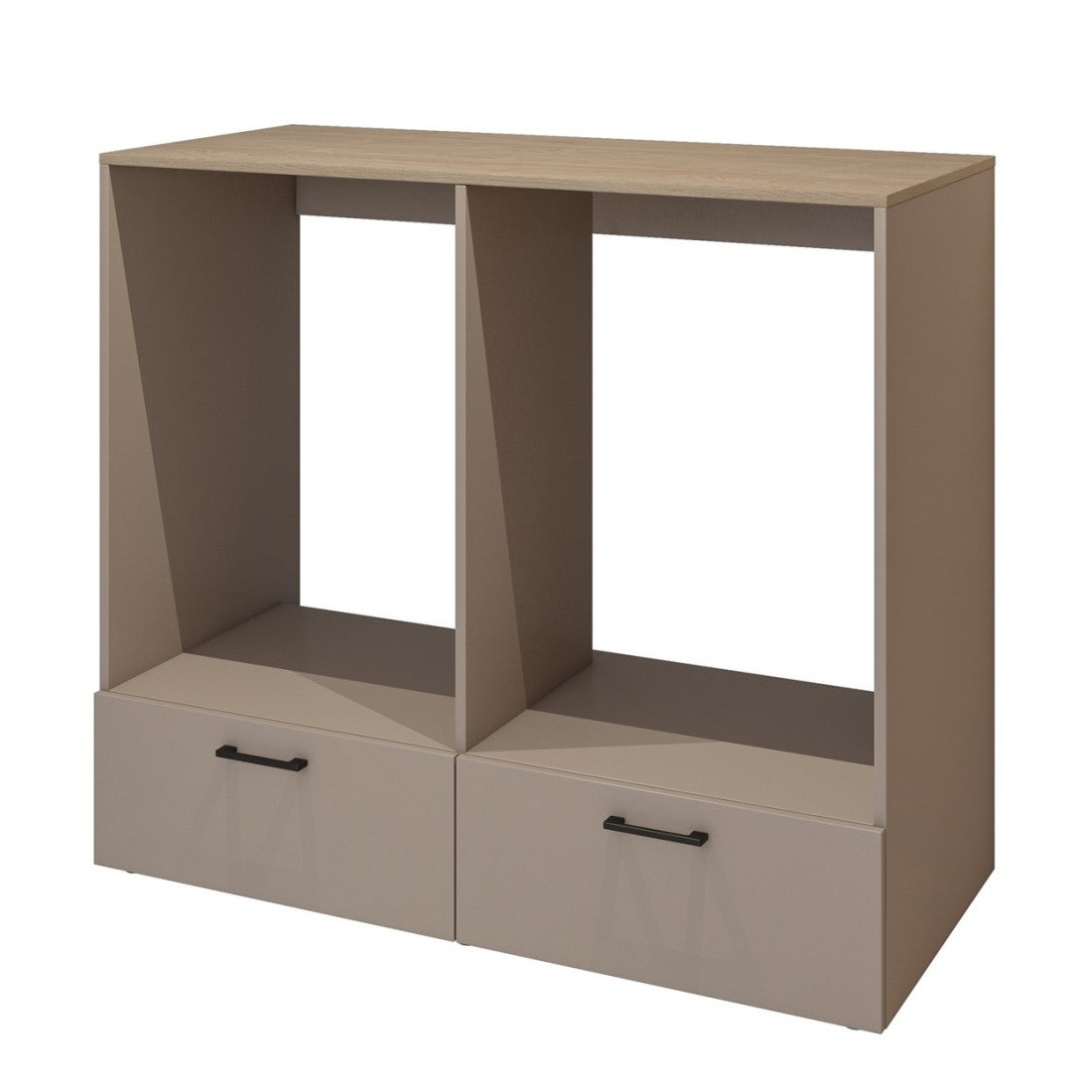 Conjunto de muebles de almacenamiento para lavadora y secadora colección WASHING - Taupe y roble - 4