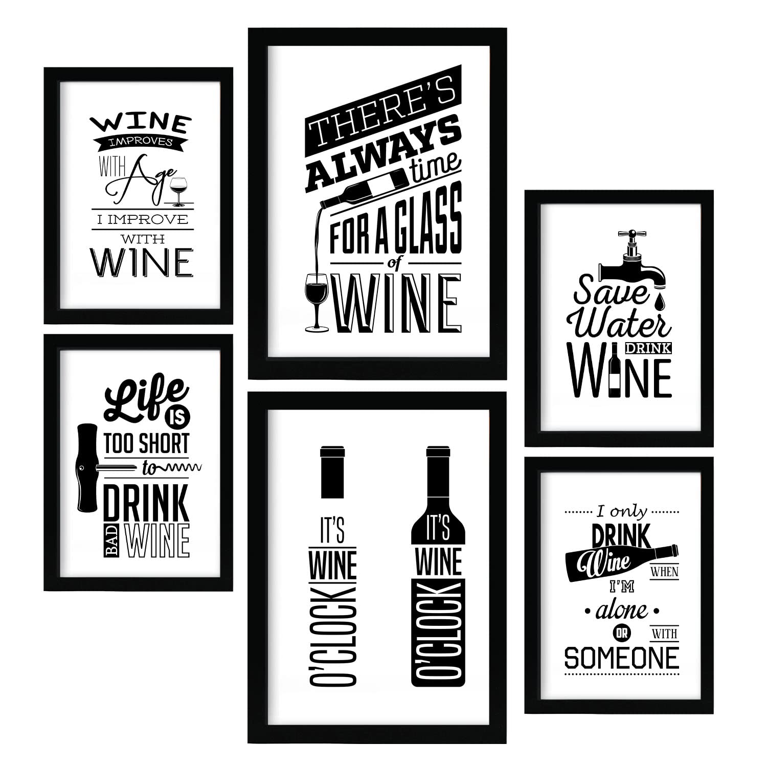 Nacnic posters de vino 2 ilustraciones de café y bebidas en estilo cartel publicitario para la a4 & a3 marco negro