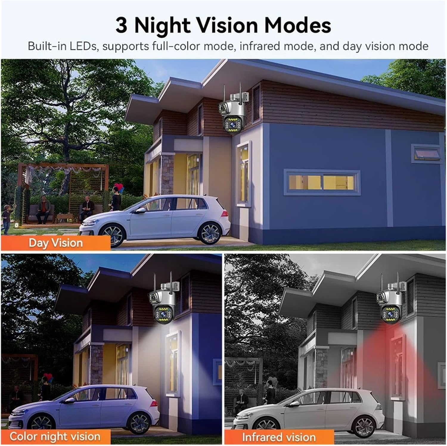 Caméra IP 4G double objectif - 4 Mpx - Vision nocturne couleur PTZ CCTV Surveillance intelligente à domicile (prise UE, caméra 4G, sans carte SIM) - 7