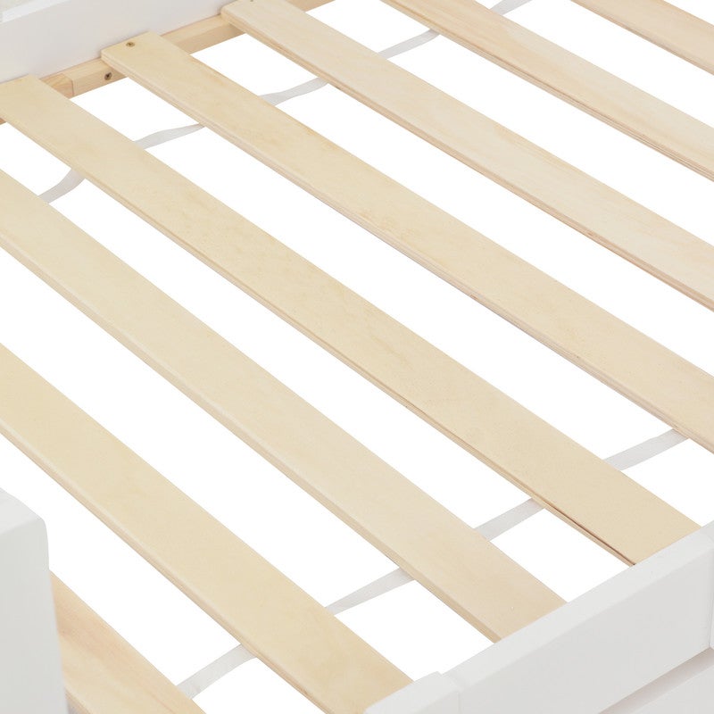 Lit cabane enfant 90 x 200 cm, Montessori lit en maison avec protection anti-chute, Lit d'enfant en bois, blanc (sans matelas) - 4
