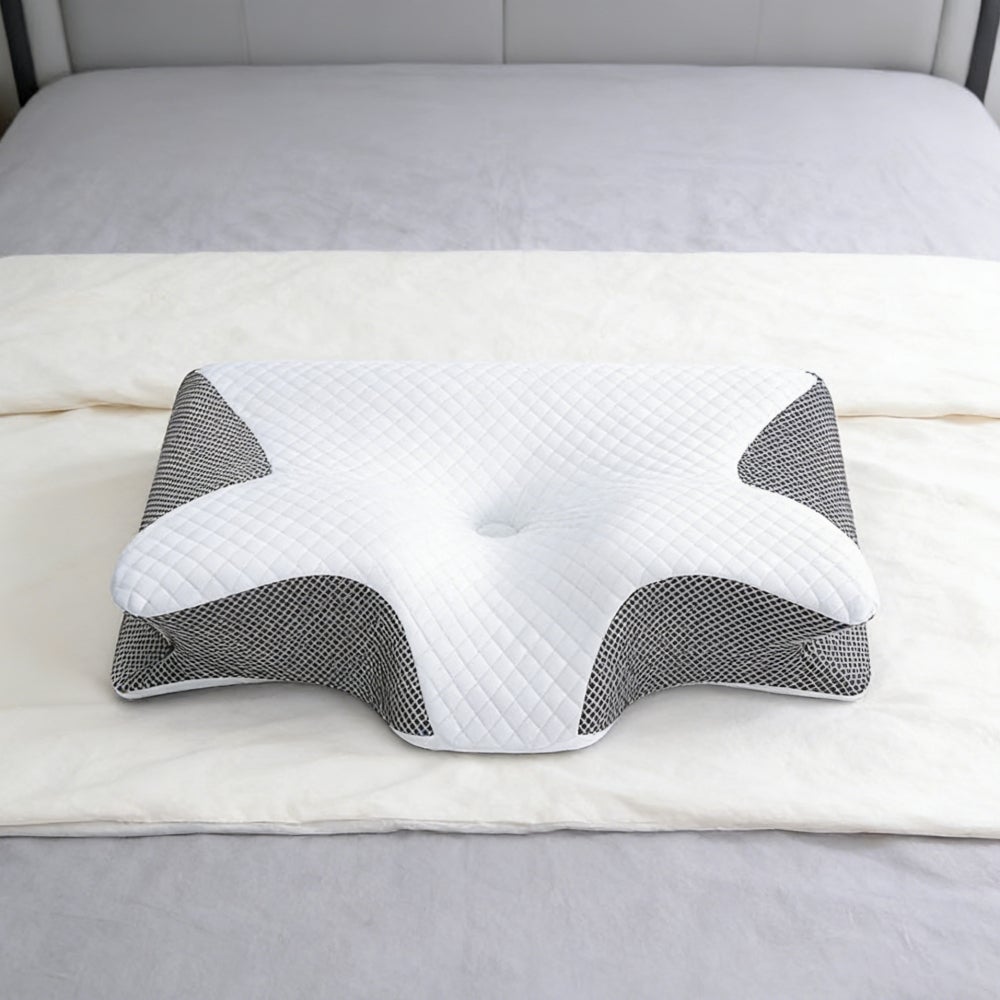 Almohada cervical ergonómica, almohada cervical ortopédica 2 en 1 de espuma viscoelástica, para dormir de lado y boca arriba, 60 x 40 x 12 cm - 3