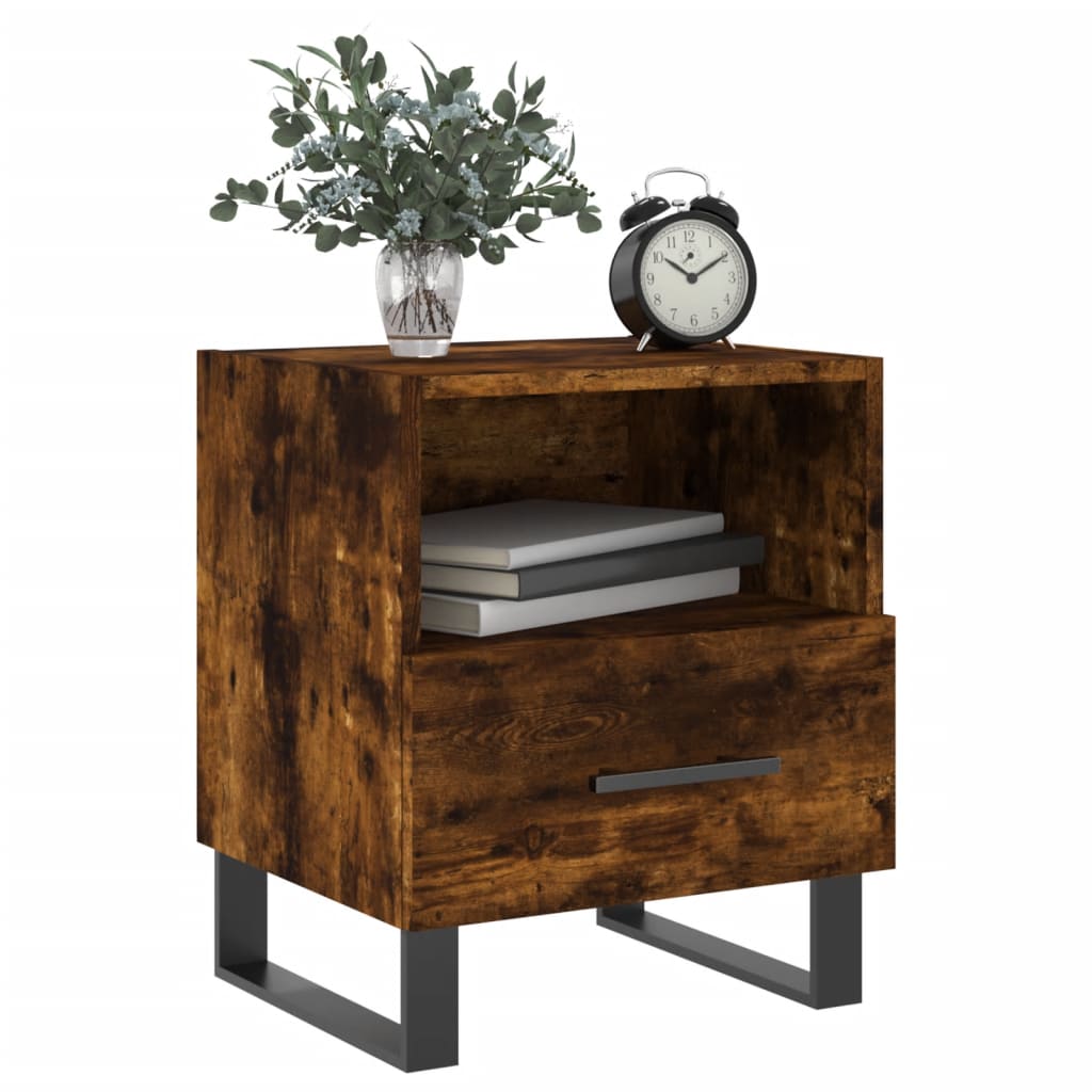Maison Exclusive - Table de chevet chêne fumé 40x35x47,5 cm bois d’ingénierie - 8