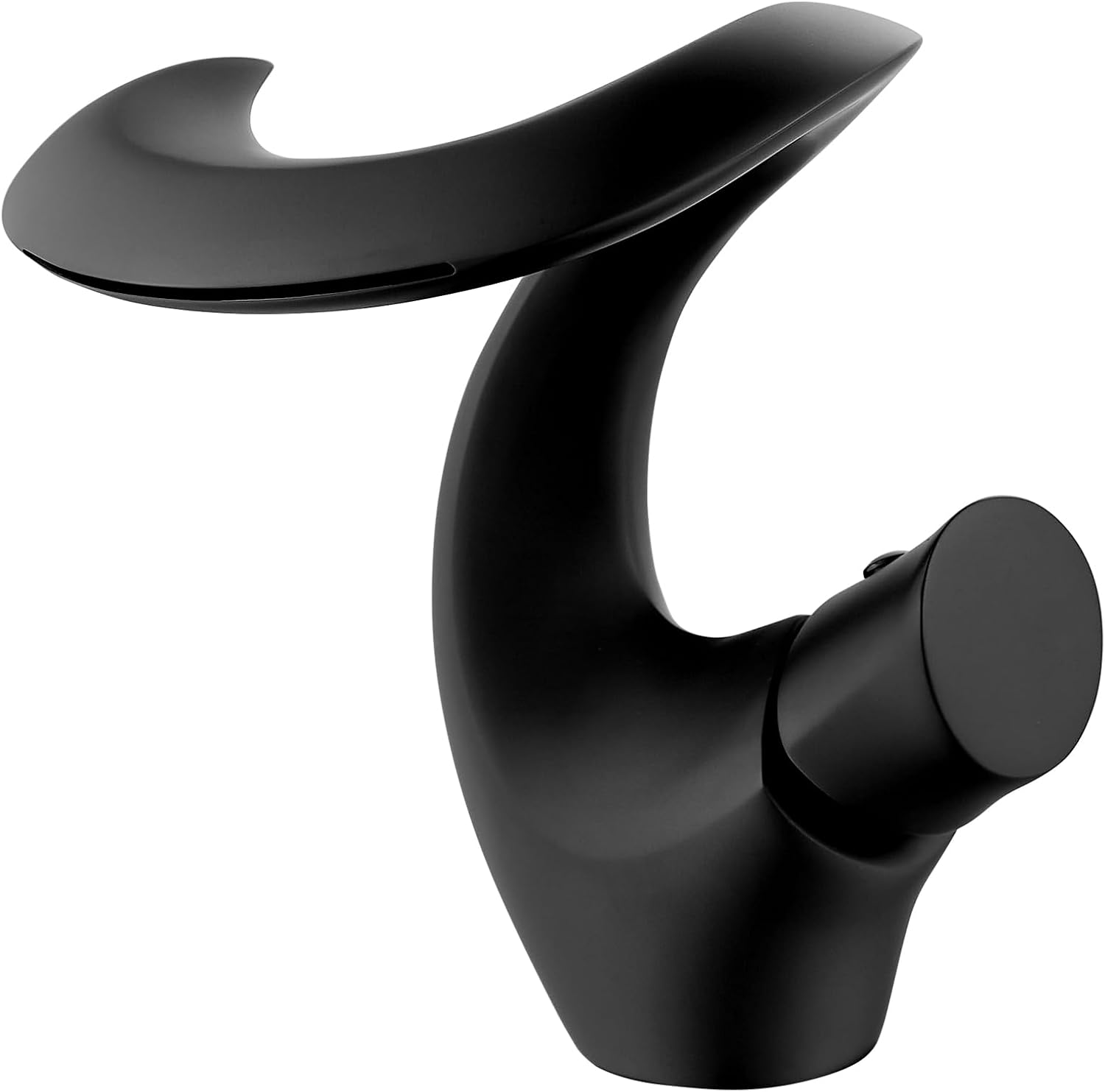 Czarny kran umywalkowy typu wodospad – elegancki kran łazienkowy – mosiężny kran mieszający wodę ciepłą i zimną – z wężem dopływowym G3/8